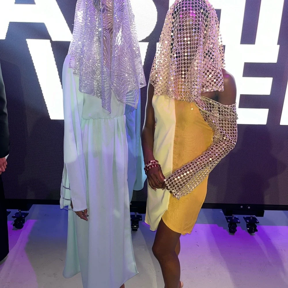 Sparkling Silver headband Veil with glitter - Picture 6 of 13